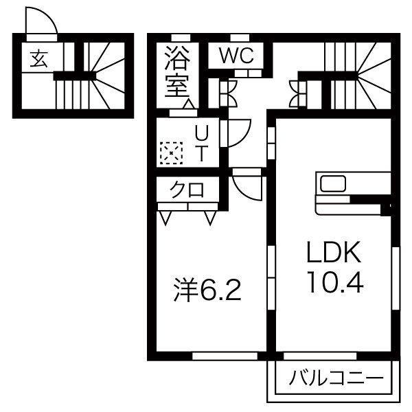 アザレアC(1LDK/2階)の間取り写真