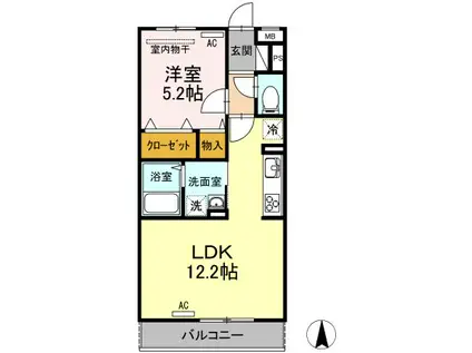 コルノリザイア(1LDK/1階)の間取り写真