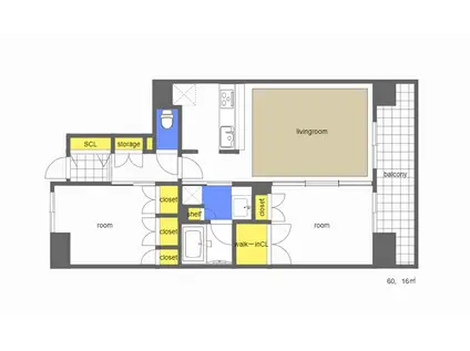 レジデンス大手町五丁目(2LDK/11階)の間取り写真