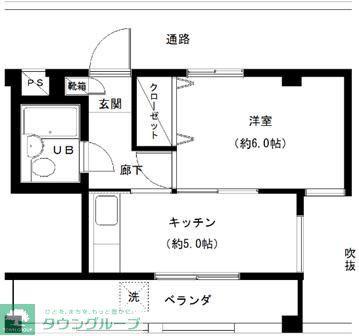 ハイツ吉岡(1DK/4階)の間取り写真