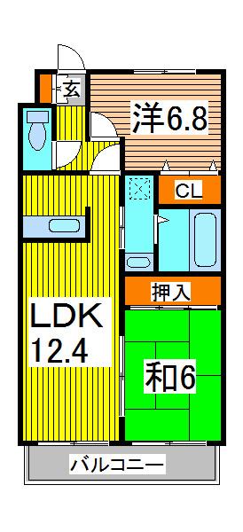 エスポワールパレス(2LDK/3階)の間取り写真