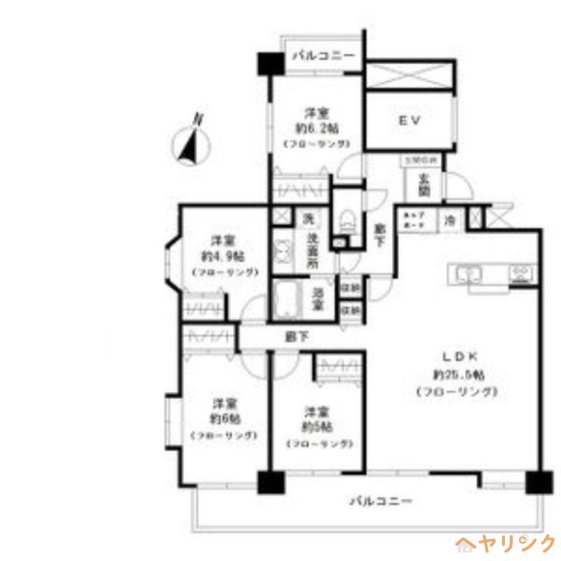 パークシティ水野A棟(4LDK/9階)の間取り写真