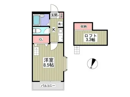 エムパレスIII(1K/2階)の間取り写真