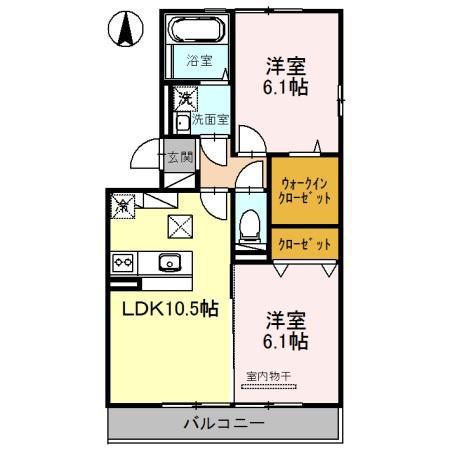 グレース中谷B(2LDK/2階)の間取り写真