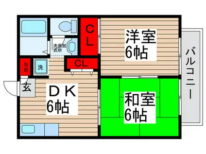 第二パークハイツ(2DK/2階)の間取り写真