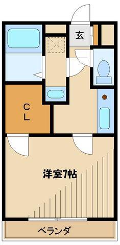 アムール相模が丘(1K/2階)の間取り写真