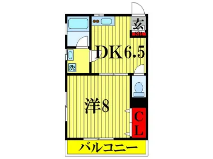 ヴィラホーライB棟(1DK/1階)の間取り写真