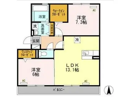 リバーハイツさらさ(2LDK/3階)の間取り写真