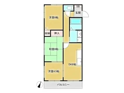 グランハイツ会下山(3DK/2階)の間取り写真