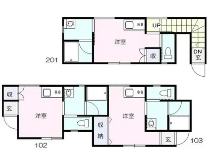モンステラ(ワンルーム/1階)の間取り写真