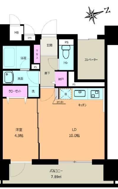 108二十人町(1LDK/8階)の間取り写真