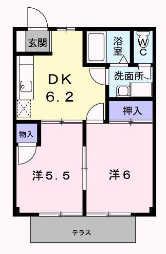 サンシティ臼井A(2DK/1階)の間取り写真