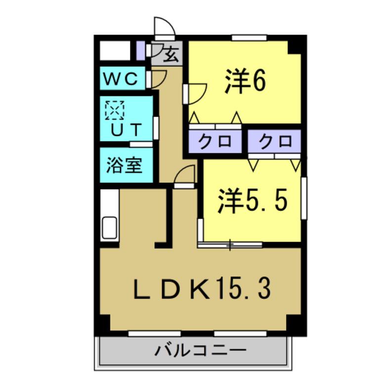 サンヒルズ石塚(2LDK/2階)の間取り写真