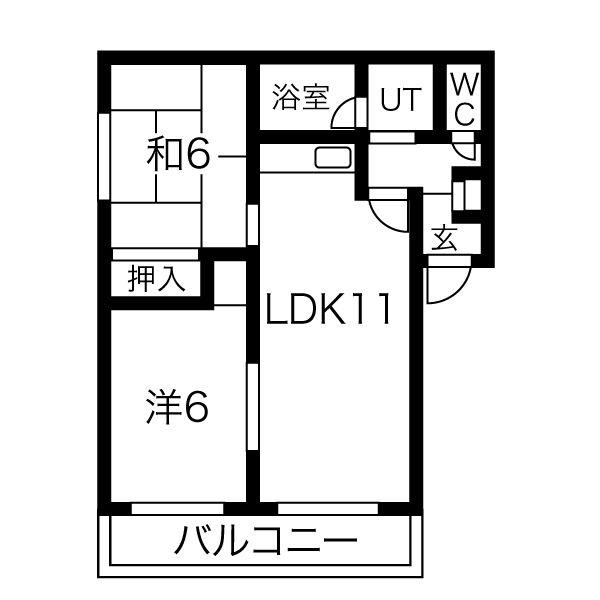 グランベルサ(2LDK/4階)の間取り写真