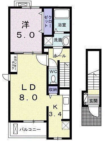アプローズ(1LDK/2階)の間取り写真