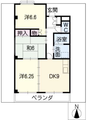 サンフラワーハイツC(3LDK/1階)の間取り写真