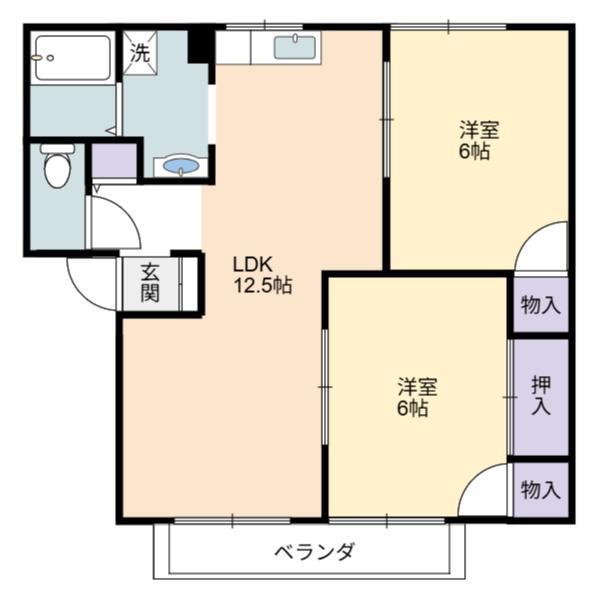 セジュールIA(2LDK/2階)の間取り写真