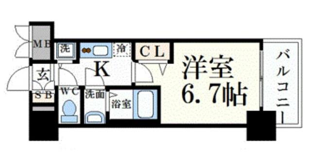 プレサンス名古屋STATIONルミアス(1K/2階)の間取り写真