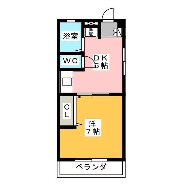 コーポ赤塚(1DK/4階)の間取り写真