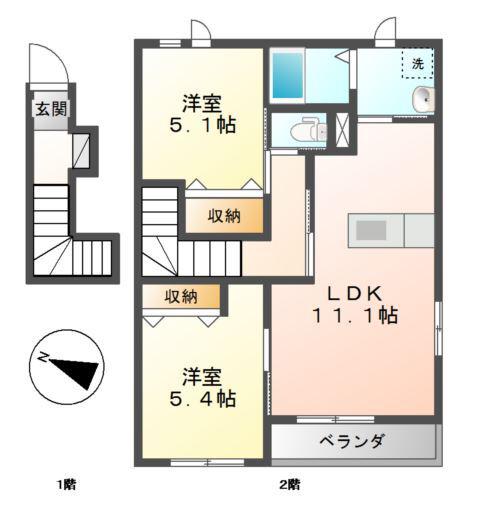 美らハウス(2LDK/2階)の間取り写真