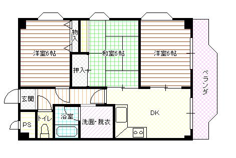 ヴィーブル新在家(3DK/2階)の間取り写真