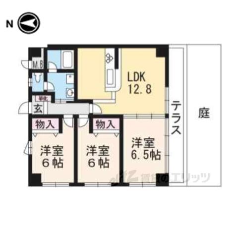 トゥエルヴ宝ヶ池(3LDK/1階)の間取り写真