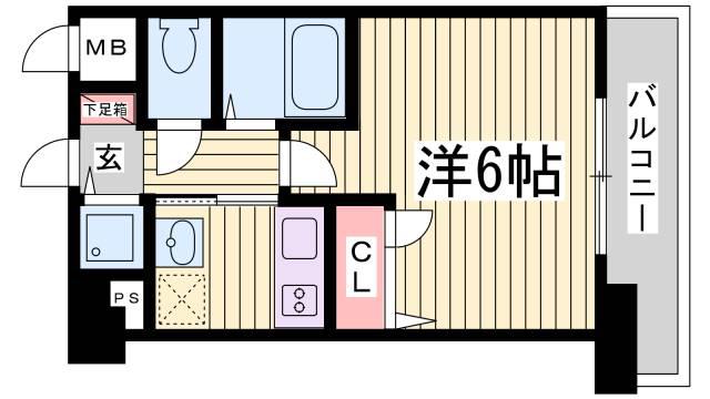 ウォームスヴィル神戸元町JP(1K/4階)の間取り写真
