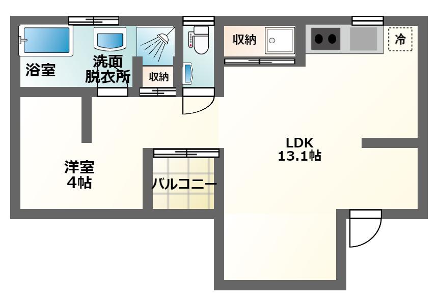 近鉄南大阪線 北田辺駅 徒歩3分 4階建 築20年(1LDK/3階)の間取り写真