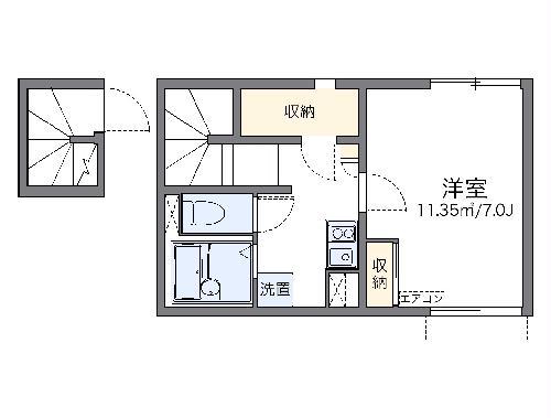 レオネクストアローステージIII(1K/2階)の間取り写真