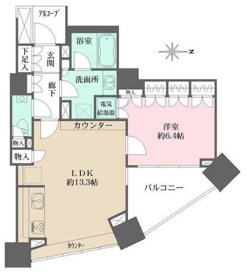 パークハウスオー・タワー(1LDK/14階)の間取り写真