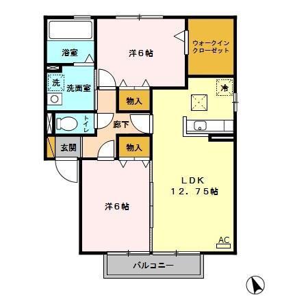 URBAN COURT B(2LDK/1階)の間取り写真