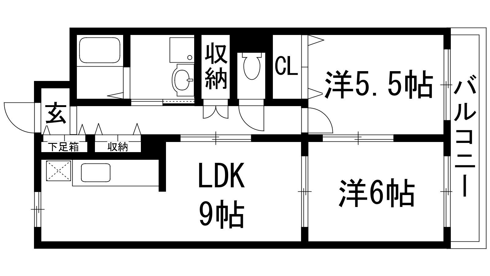 アネックス古結2(2LDK/4階)の間取り写真