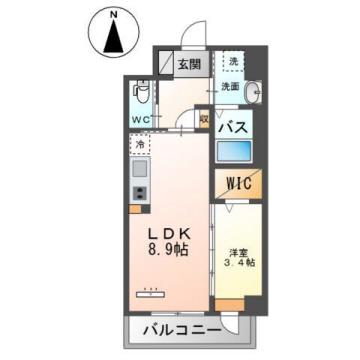 グランドゥールハカタ(1LDK/3階)の間取り写真