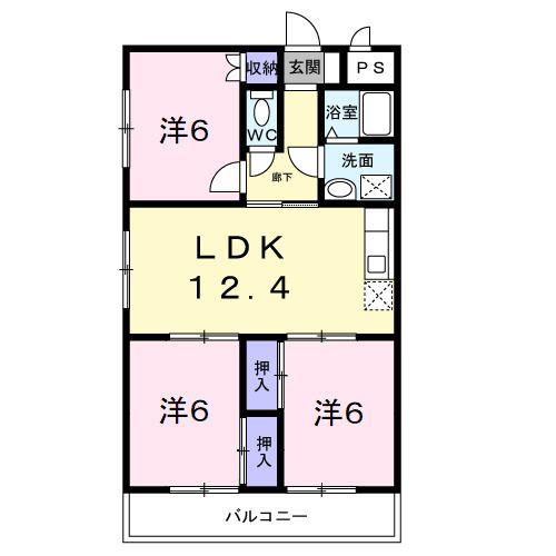 LANDHOUSENAKANE(3LDK/2階)の間取り写真