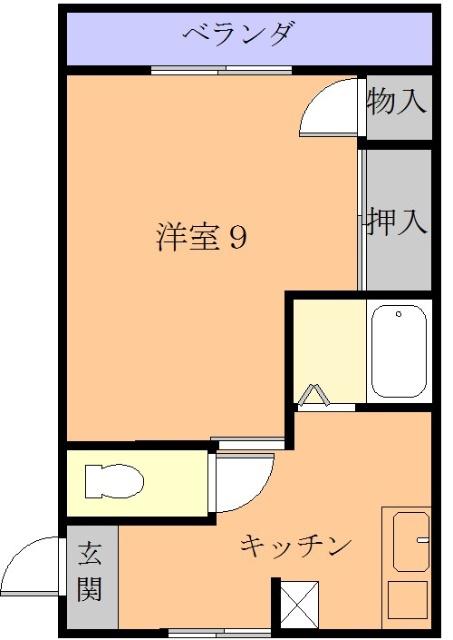 サンマンション(1K/2階)の間取り写真