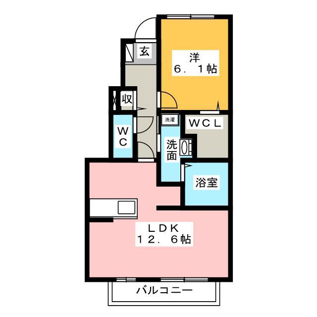 フローラル(1LDK/1階)の間取り写真