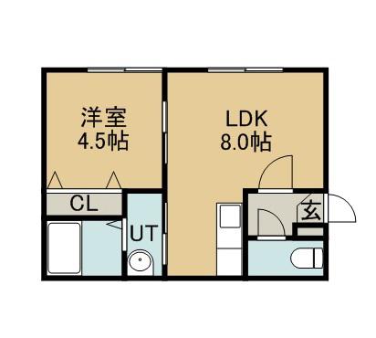 マリー宮の沢(1LDK/2階)の間取り写真