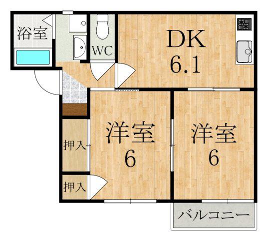 エトワールエイワ(2DK/2階)の間取り写真