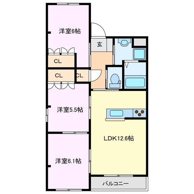アラ・モード(3LDK/2階)の間取り写真