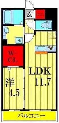メルヴェーユ三郷中央A(1LDK/3階)の間取り写真