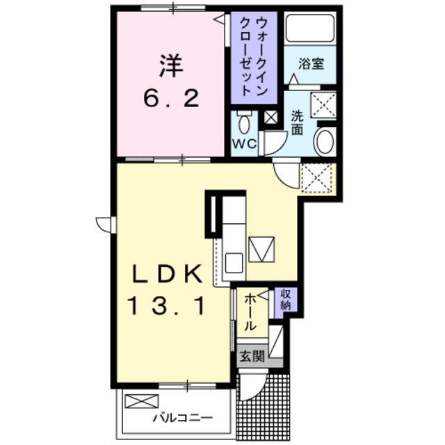 カンファーツリーB(1LDK/1階)の間取り写真