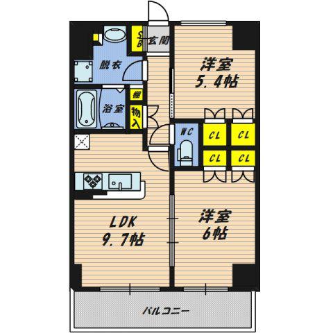 ESPERANZA(2LDK/5階)の間取り写真