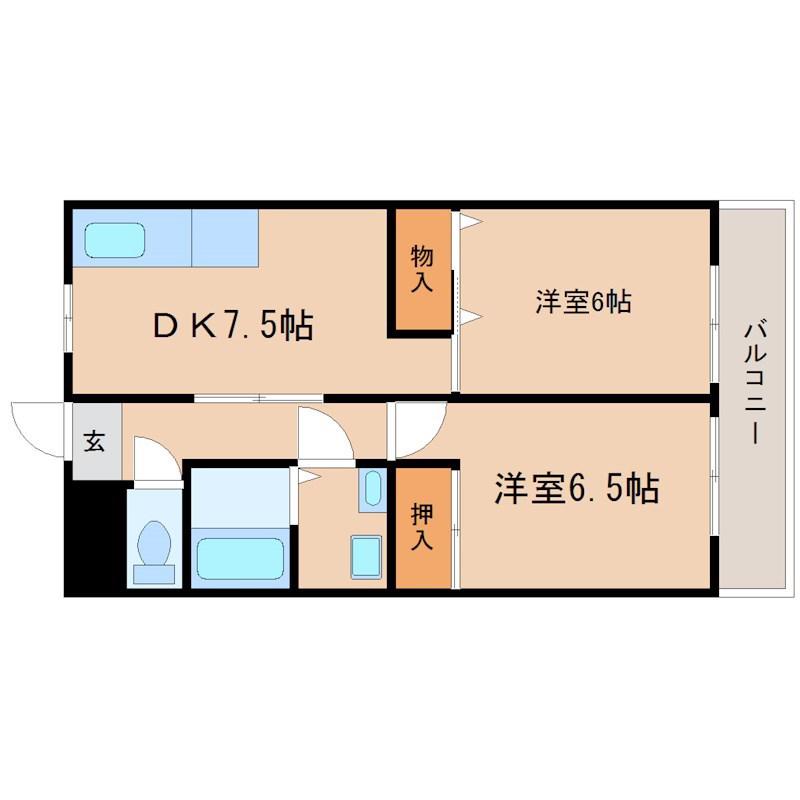 トップペアー福甚NO1(2DK/1階)の間取り写真