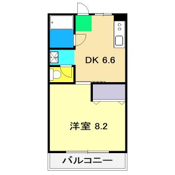 池本マンション(1DK/6階)の間取り写真