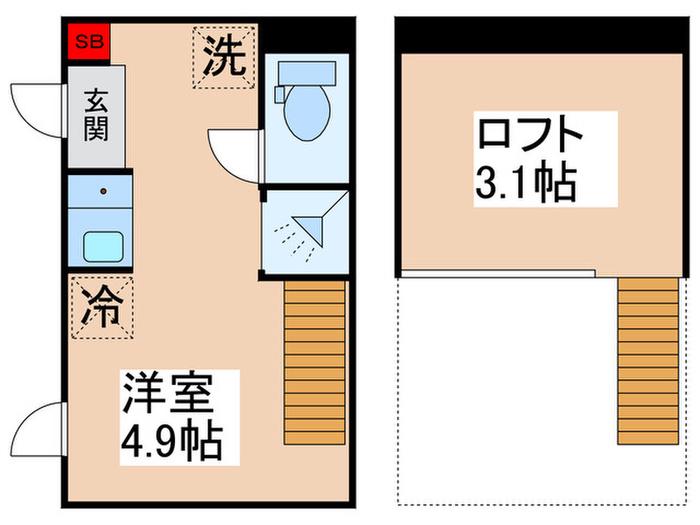 JR総武線 亀戸駅 徒歩9分 2階建 築3年(ワンルーム/2階)の間取り写真