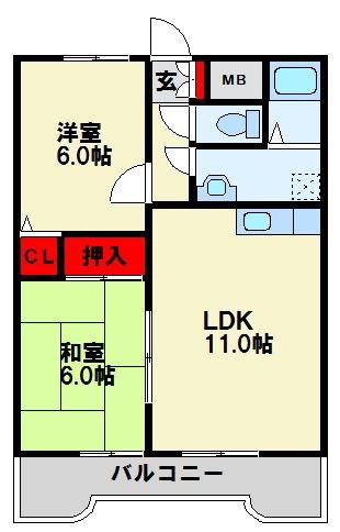 メゾン・森下パーク(2LDK/3階)の間取り写真