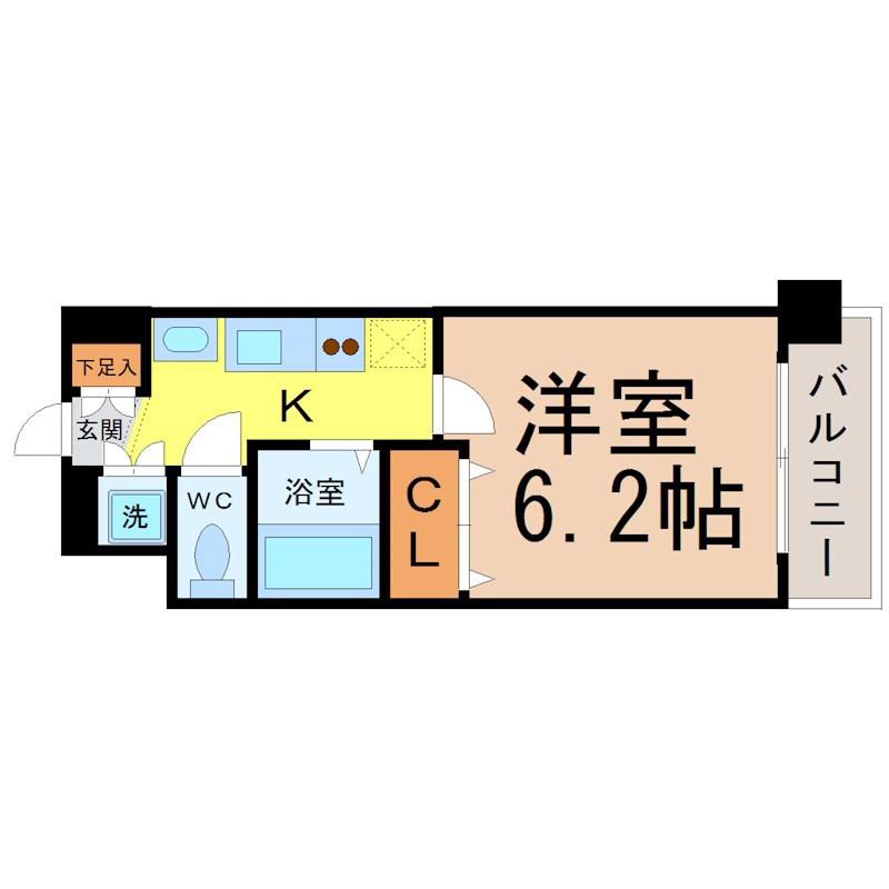 プレサンス名古屋城前ラバンカ(1K/6階)の間取り写真