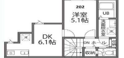 TERASU武蔵村山(1DK/2階)の間取り写真