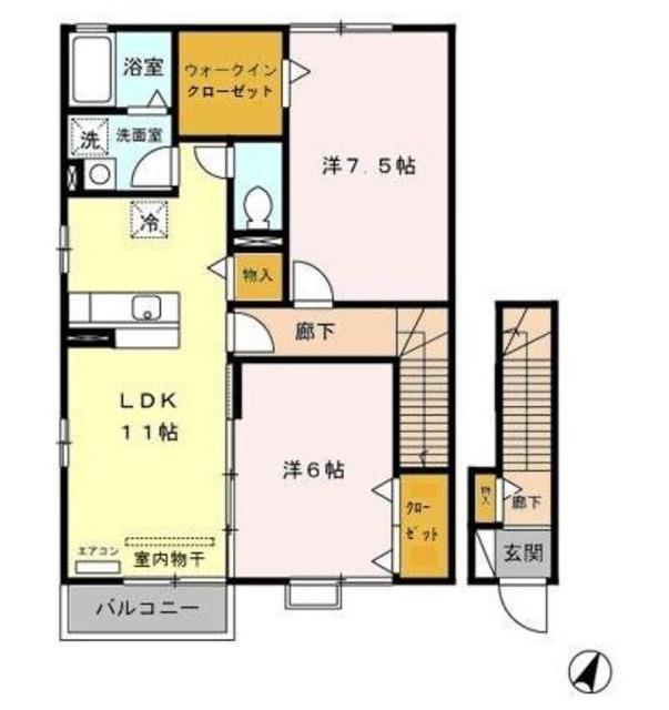 JR川越線 指扇駅 徒歩15分 2階建 築20年(2LDK/2階)の間取り写真