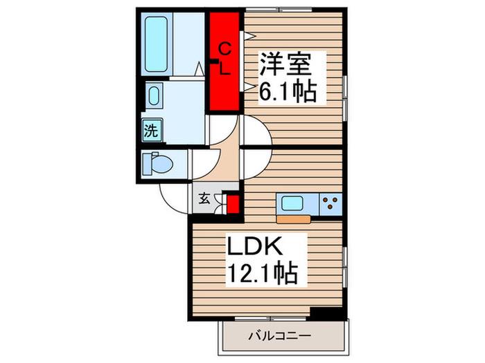サンモール(1LDK/2階)の間取り写真